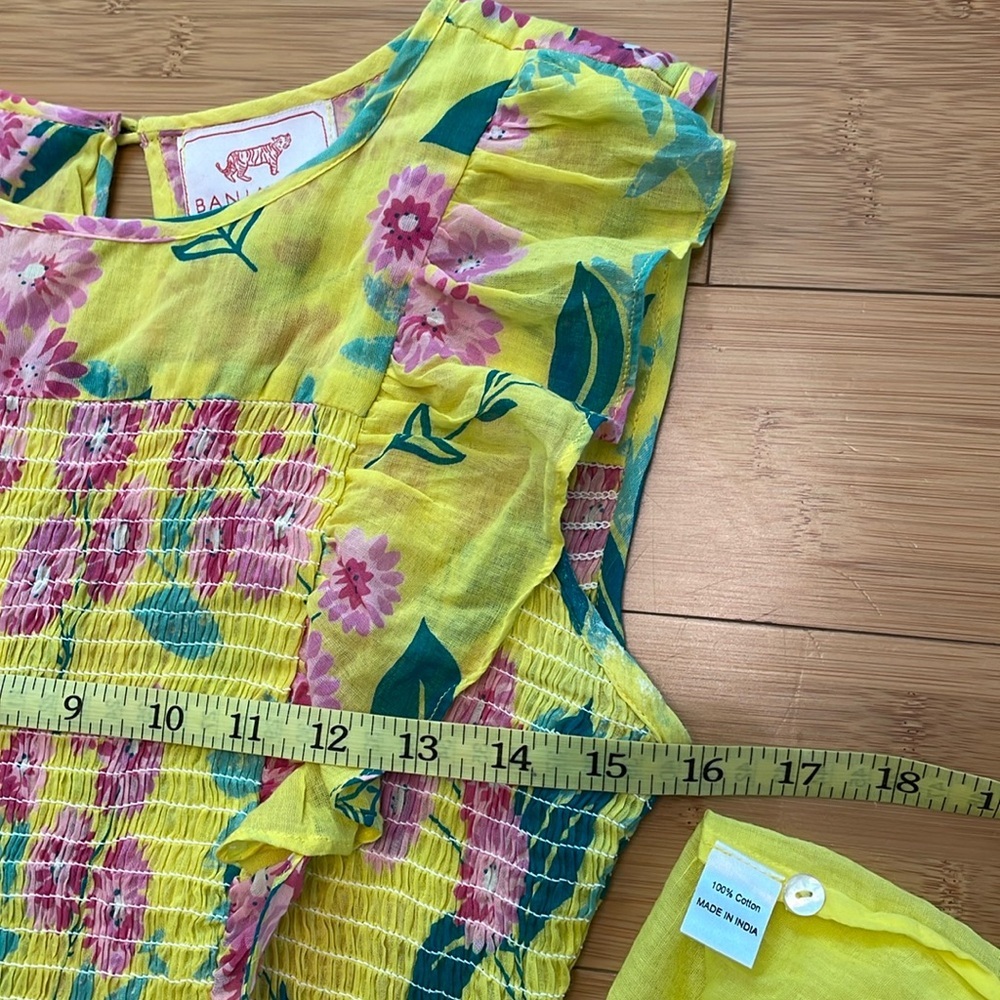 Madewell Banjanan Iris Smocked Midi Dress Medium Floral Smocked Pockets Yellow - Picture 13 of 15